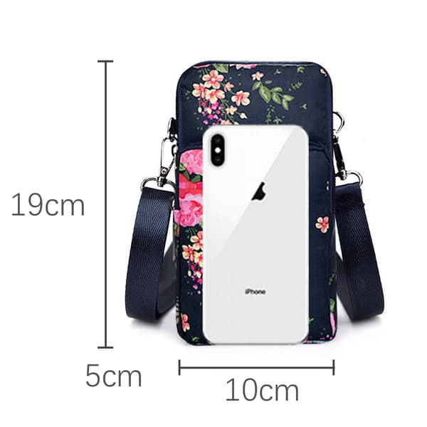 Multifunksjonell veske til mobil og tilbehør med justerbar stropp Rose flower Pattern