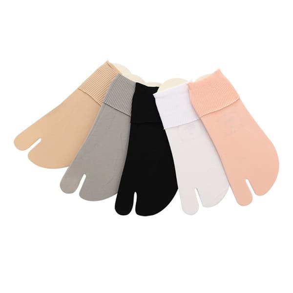 5 Par Tåstrømper - Sort, Hvid, Grå, Pink, Beige Fløjls Tabi Strømper