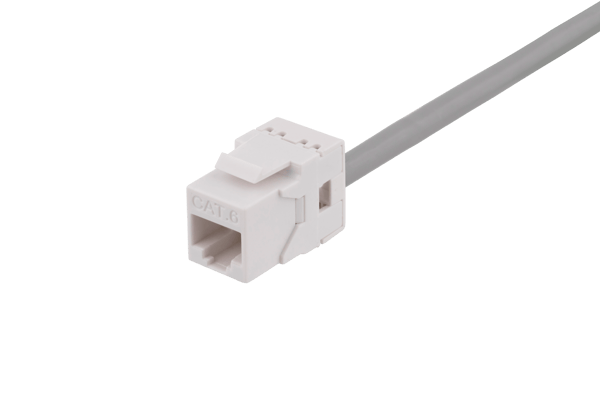 Cat6 Keystone jack, LSA/110 termination, plastic, 180, white