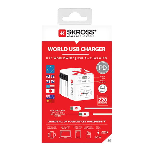 Matka-adapteri World USB Charger AC65PD