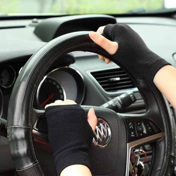2 par Vintervarma Stretchiga Halvfingerhandskar Black