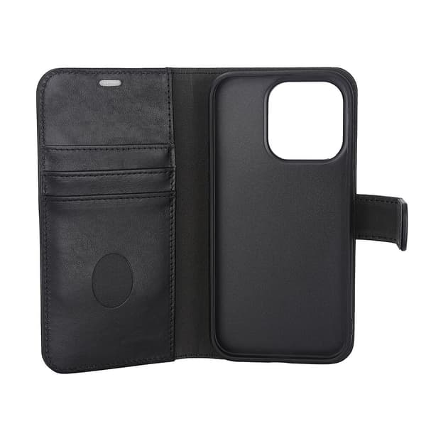 Wallet Case 2i1 Anti-stråling Læder MagS Sort - iPhone 15 Pro