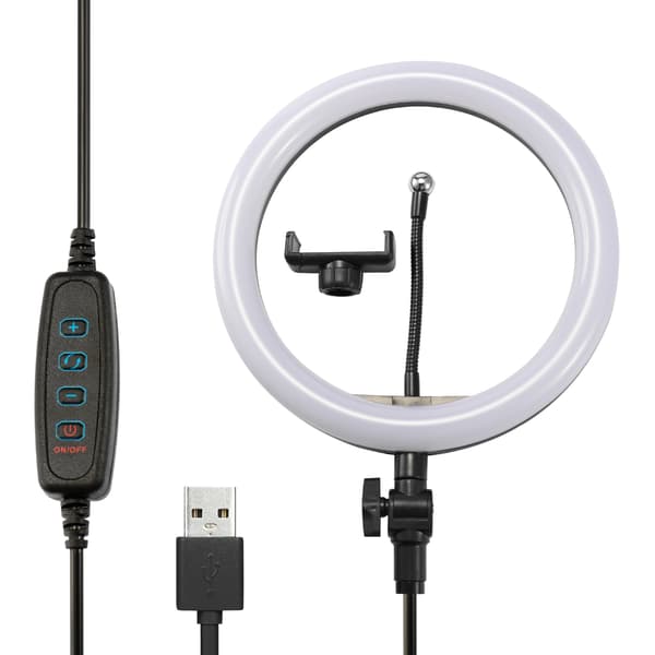 Selfie-ring med dimbare LED-lys - Svart