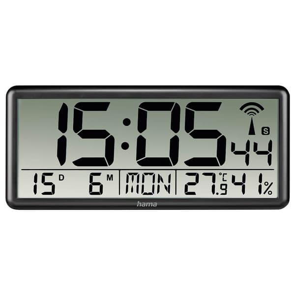 Vægur Digital Jumbo Radiostyret Sort