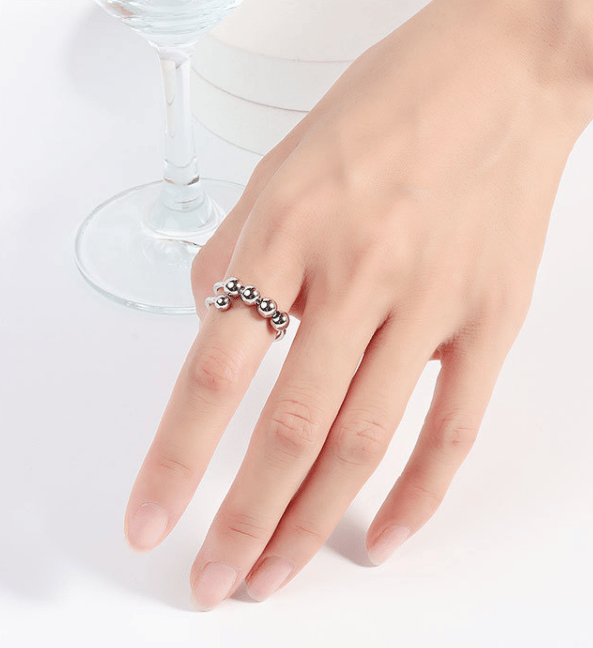 Anti-stressring justerbar koppar silver Silver