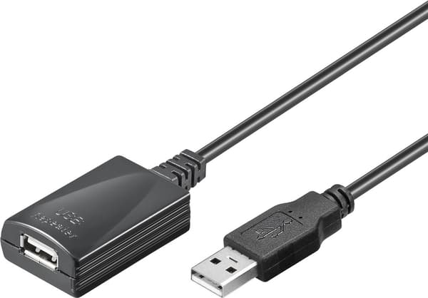 Aktivt USB-forlængerkabel, 5 m, sort
