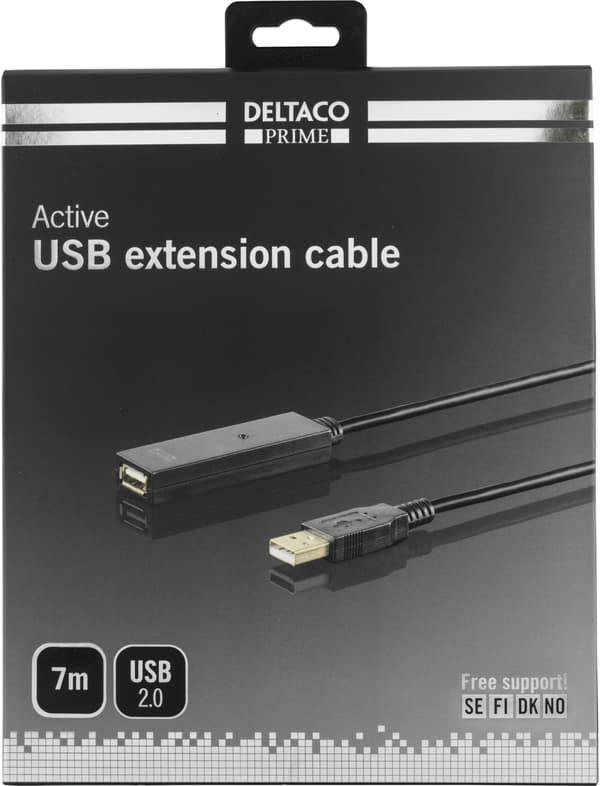 PRIME USB extension cable, active, USB 2.0, 7m, black