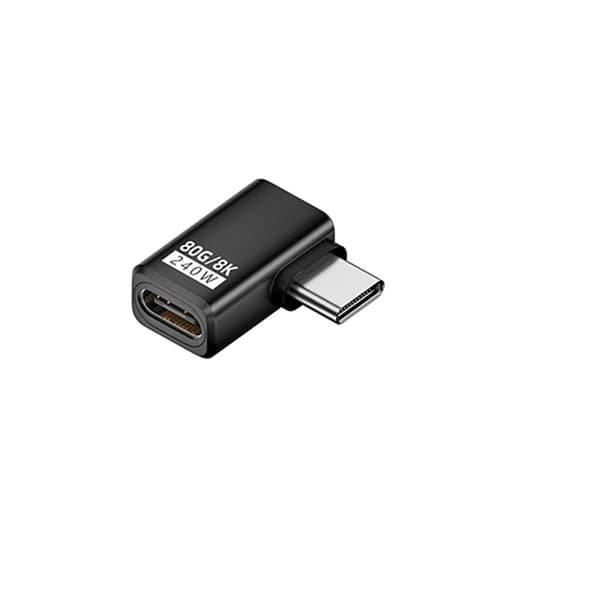 240W 80Gbps USB-C Hunn til USB-C Hann Sidebøyningsadapter - 2-pakning Black