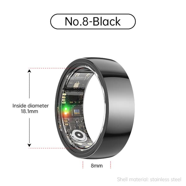 Smart Ring R1000 – Sömnmonitor, Bluetooth 5.0, Blodsyremätare Black 8