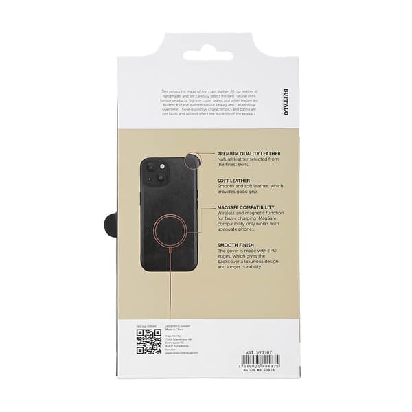 Mobildeksel Lær MagSeries Svart - iPhone 15