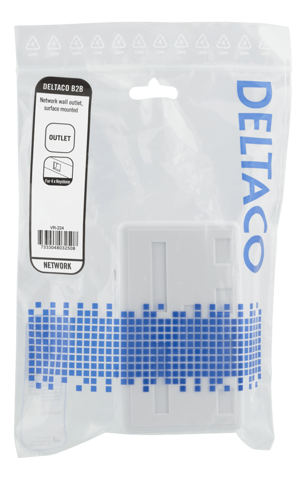 Surface mount box for Keystone, 4 ports, white