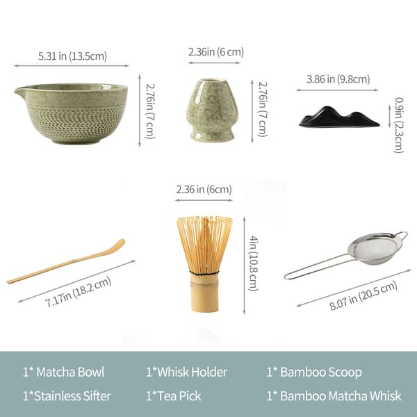 Matcha Whisk Set: SQ Jade Knife Matcha 8-delt rustfritt stål
