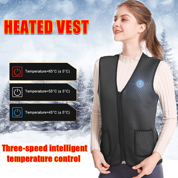 Varmevest 5 varmezoner Sort/Grå M