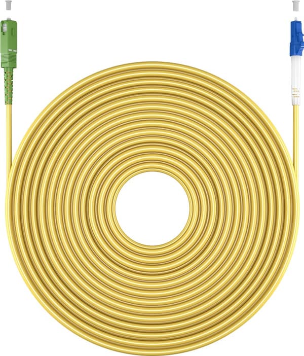Lyslederkabel (FTTH), Singlemode (OS2) Yellow, gul (Simplex), 3 m
