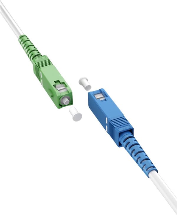 Fiberoptisk kabel (FTTH), Singlemode (OS2) White, vit (Simplex), 1 m