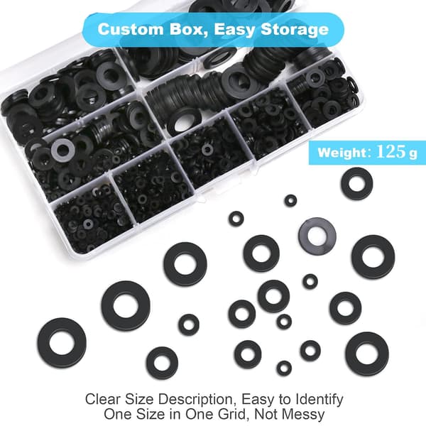 700 st Svarta platta brickor i nylon, sorteringsset