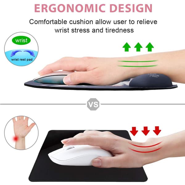 Musemåtte med håndledsstøtte, ergonomisk musehåndledsstøtte MultiColor