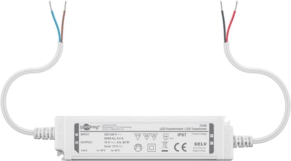 LED-transformer 12 V (DC) (DC), 60 W, IP67