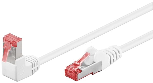 Patchkabel CAT 6, 1x 90° vinklet, S/FTP (PiMF), hvit, 3 m