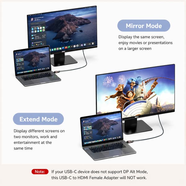 Type-C - HDMI-sovitin: Korkean resoluution näyttöliitin