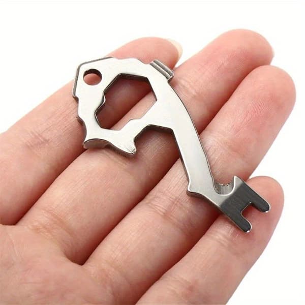 Fiskeformet rustfritt stål 20-i-1 Multi-Tool EDC Nøkkelring Flaskeåpner