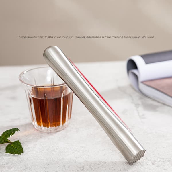 Frugtstøder i 304 Rustfrit Stål Kompatibel Med Cocktail Shaker og Barredskaber, 18,5 cm Lang