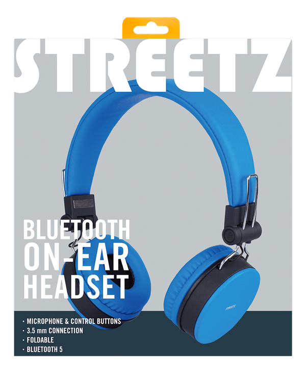 BT200 Foldable on-ear BT headset, 3.5 mm, blue
