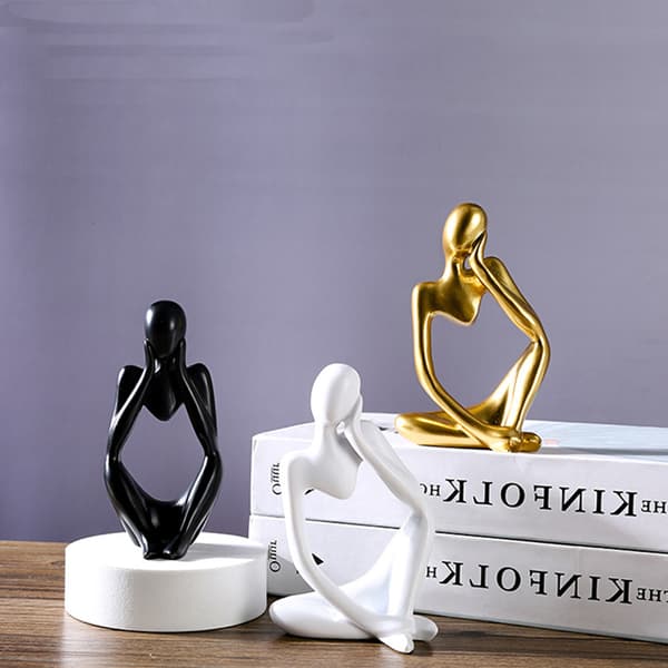 Abstrakta Figurdekorationer - Set om 3 Gold