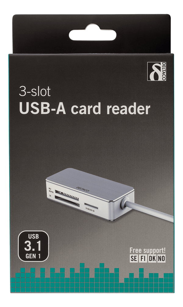 USB-A memory card reader, SDHC/microSD/MS PRO/DUO,white/silv