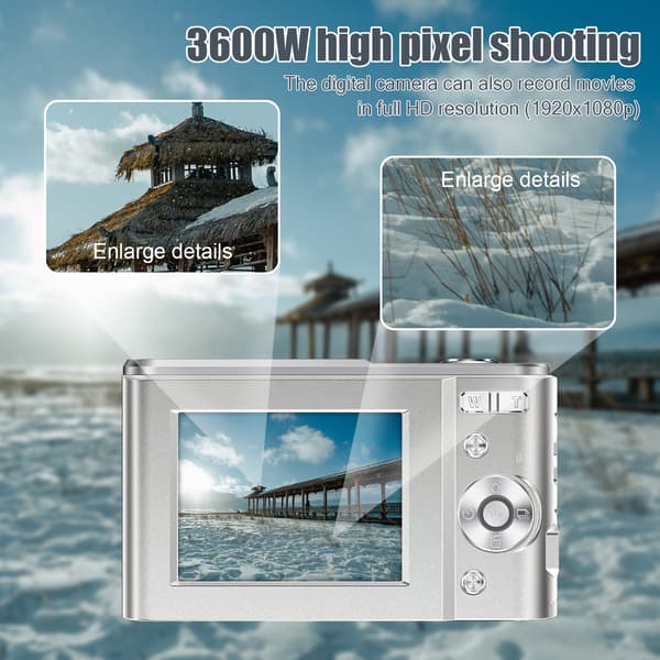 Digitalkamera 1080P, 48 megapiksler, 16x zoom Silver