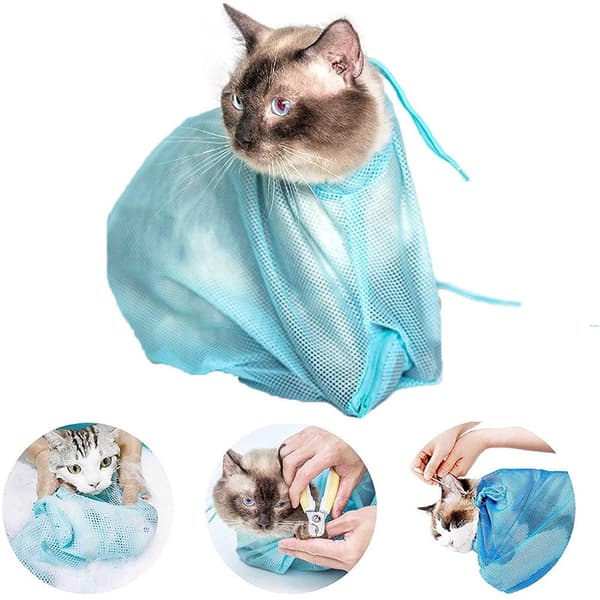 Repeämätön kylpypussi kissoille Blue