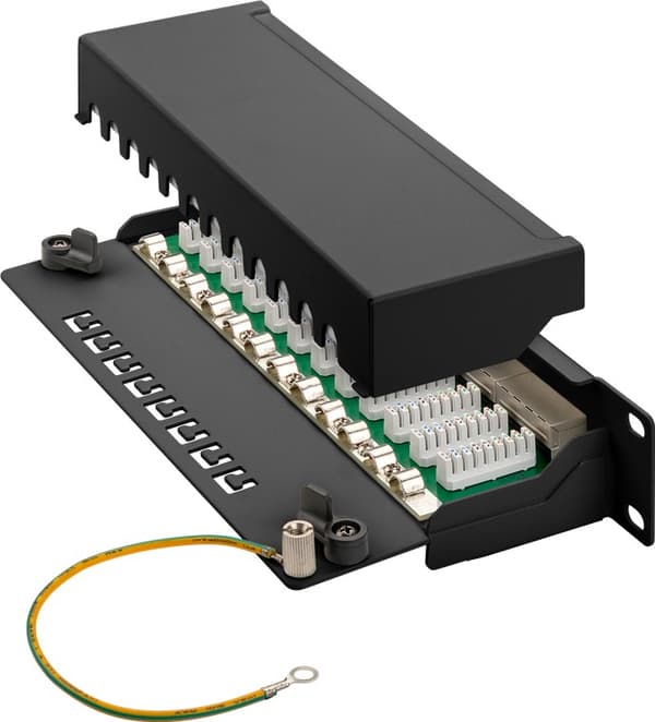 CAT 6a 10-tommers (25,4 cm) patchpanel, 12 porter