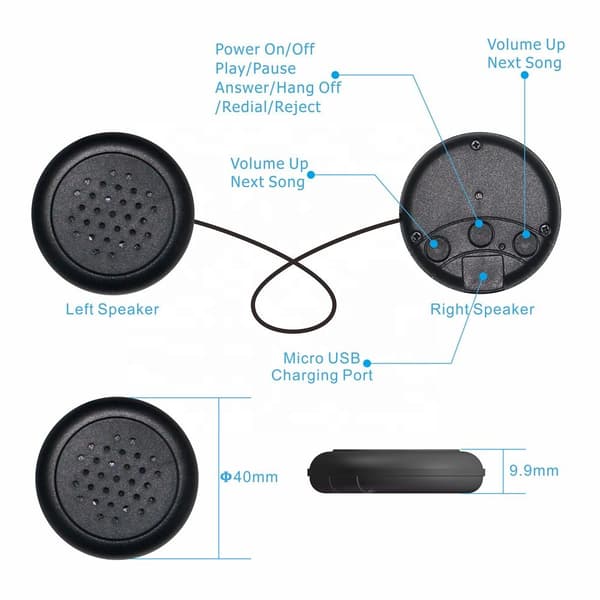 Bluetooth 5.0 Sovemaske med Bluetooth-hodetelefoner Black