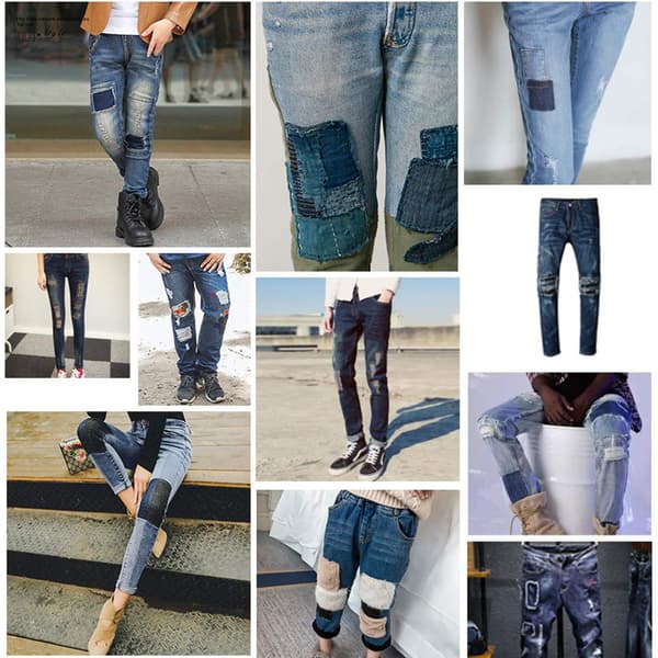 Firkantede strygelapper til jeans 5-pak DenimBlue 5x7.5 cm