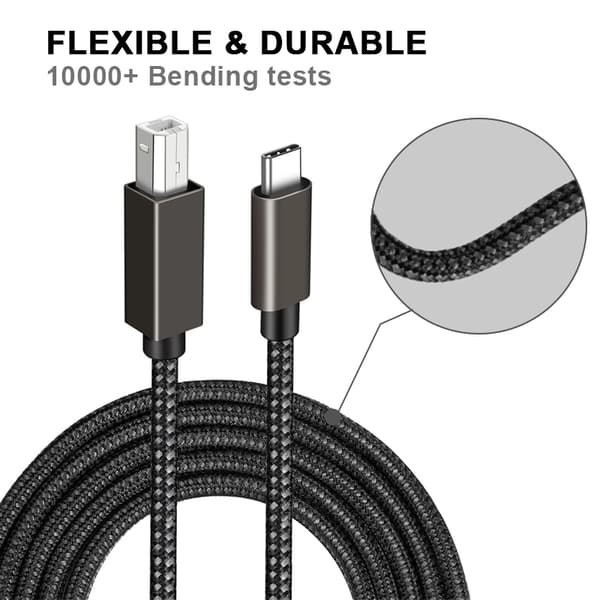 USB-B till USB-C skrivarkabel Black 2 m