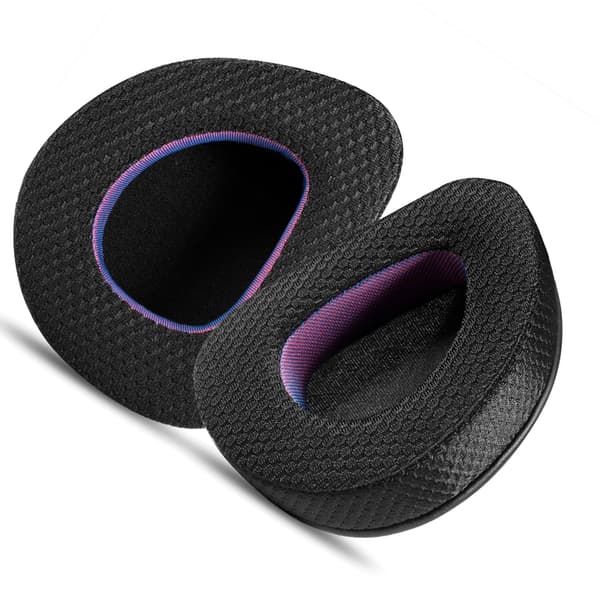 Svarte og lilla stofføreputer til ASUS ROG-headset