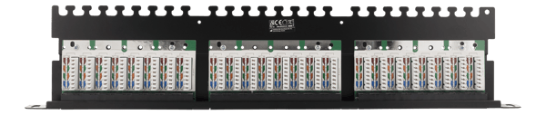 UTP patch panel 24xRJ45 Cat6 0.5U 19" cable support black