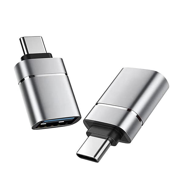 2-pack USB 3.0 till Type-C-adapter med elegant silverfinish