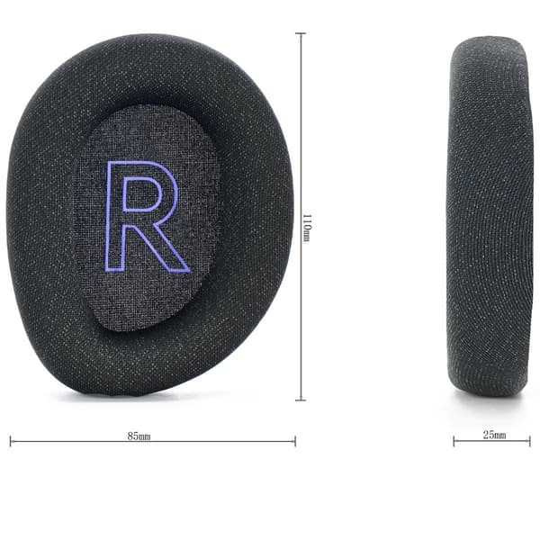 Erstatnings øreputer kompatible med Logitech G522 Lightspeed Wireless - Sett med 2, Mesh Fabric & Memory Foam Black
