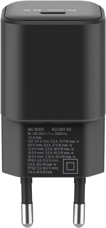 USB-C™ PD GaN snabbladdare Nano (45 W) svart