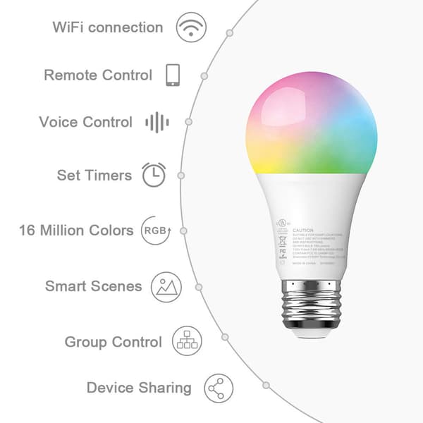 Wifi Smart LED-lampe RGB Multicolor dæmpbar 7,5W E27 White