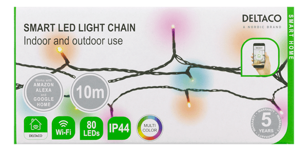 WiFi light chain, 10m, 80 led, adapter, IP44, RGB
