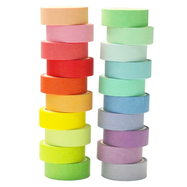 Regnbue Washi Tape-sett med 20 ruller