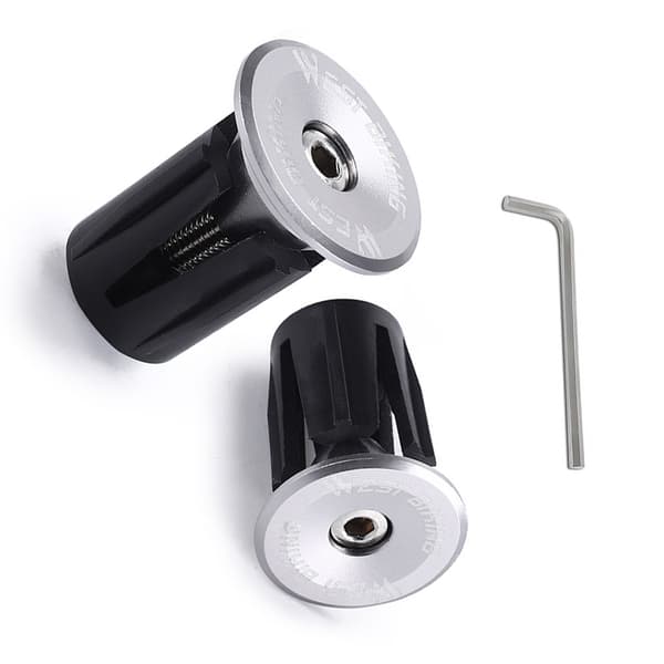 Aluminiumslegering Cykelstyr Endepropper med Skruenøgle Silver