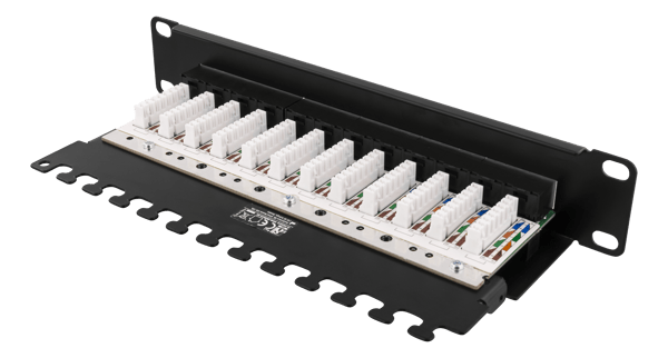 10" patch panel, 12xRJ45, Cat6, 1U, Krone LSA, unshielded