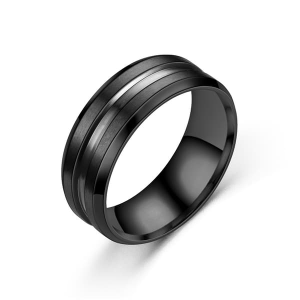 Elegant ring i rustfritt stål Black 18.2 mm