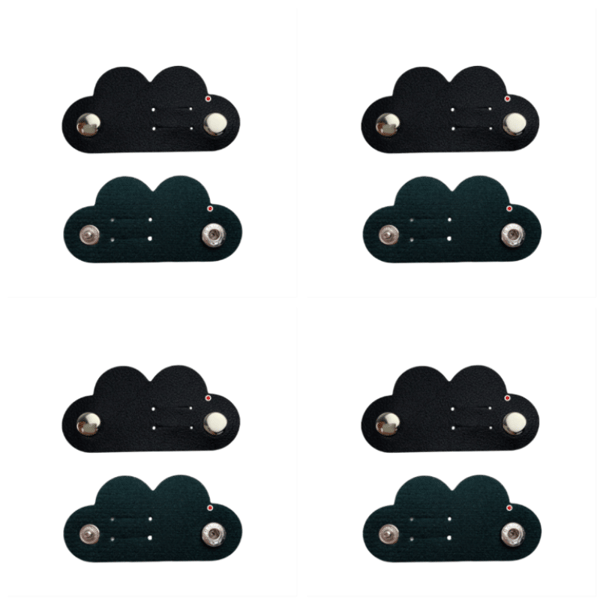 4-Pack Cord Organizer, Lær Cable Organizer med trykklås Black