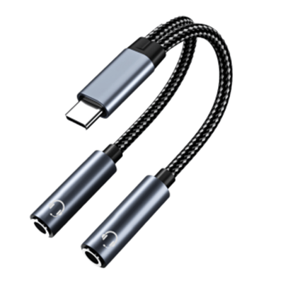 USB C til dobbel 3,5 mm lydadapterkabel Black