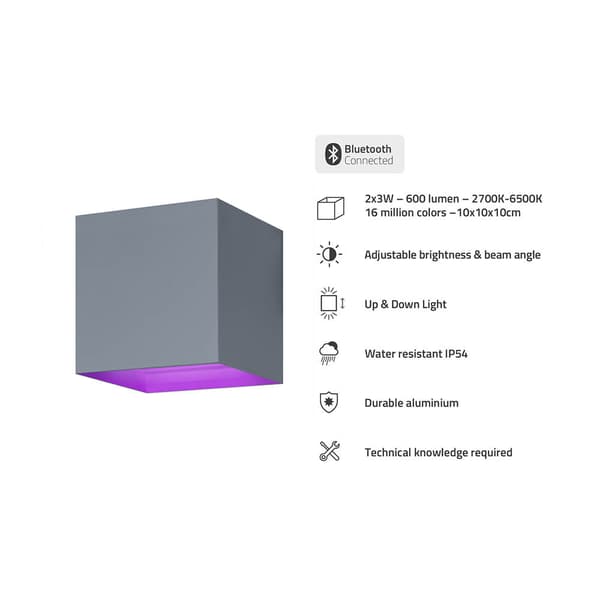 Smart Væglampe Udendørs RGB CCT Grå