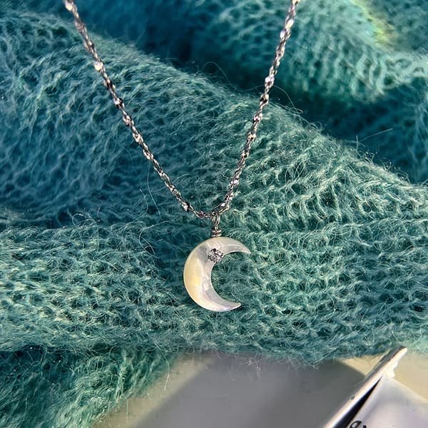 S925 Silver Halsband Moon Silver